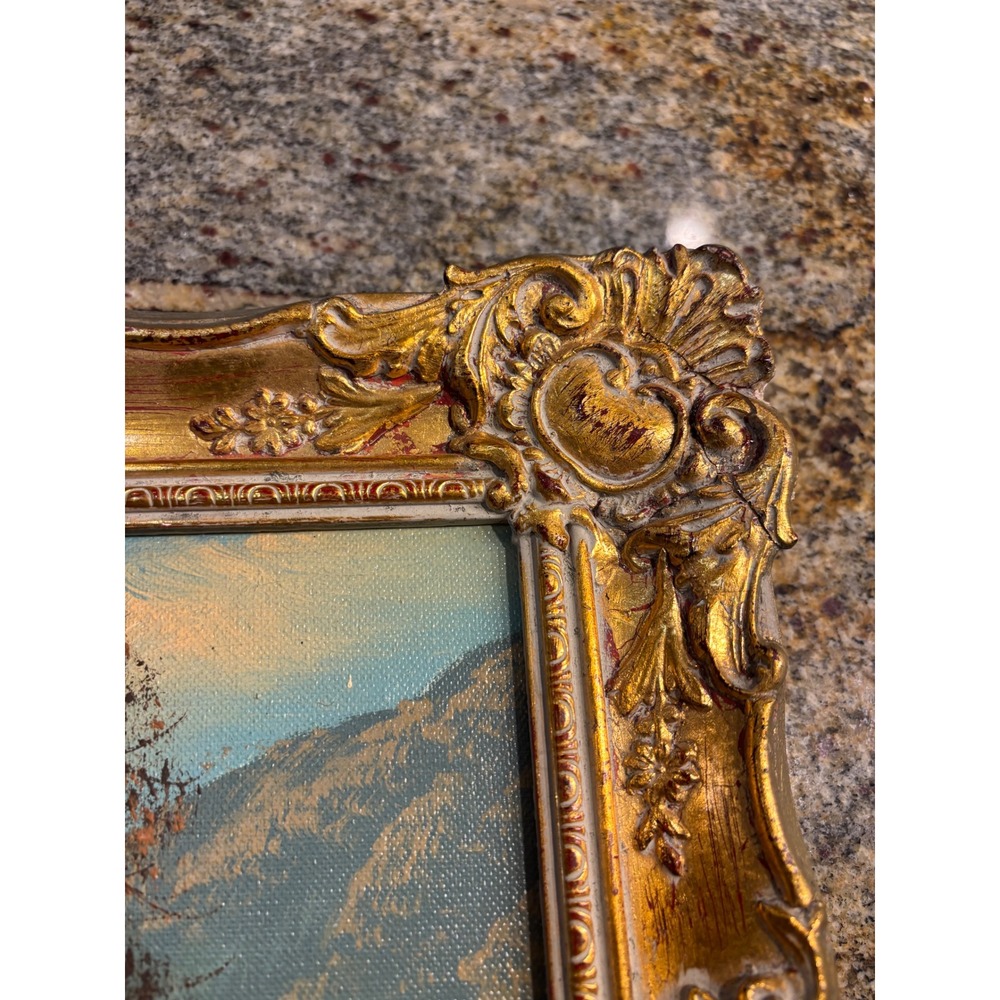 Simans Vintage Winter Mountain Landscape Oil Painting Ornate Gold Frame Holland - Picture 7 of 12